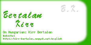 bertalan kirr business card